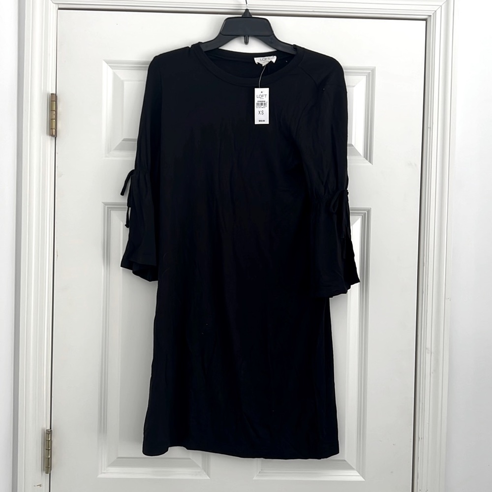 NWT Loft Lounge Black Jersey Knit Dress Sz XS